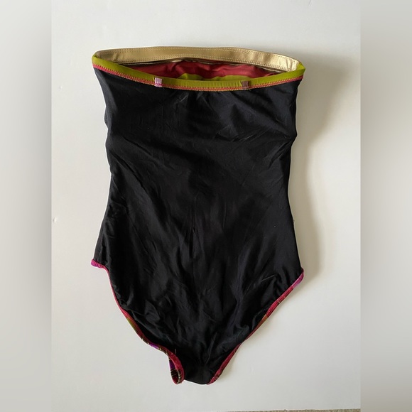 Gottex Metallic Striped One Piece Swimsuit Gold Purple Brown Women’s size 8 - Picture 10 of 11